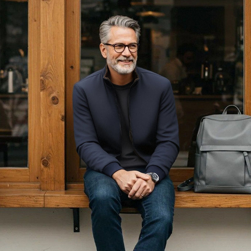 Effen kleurige, warme herenjas met rits – 💪Kreukvrij, wind-, regen- en sneeuwbestendig!