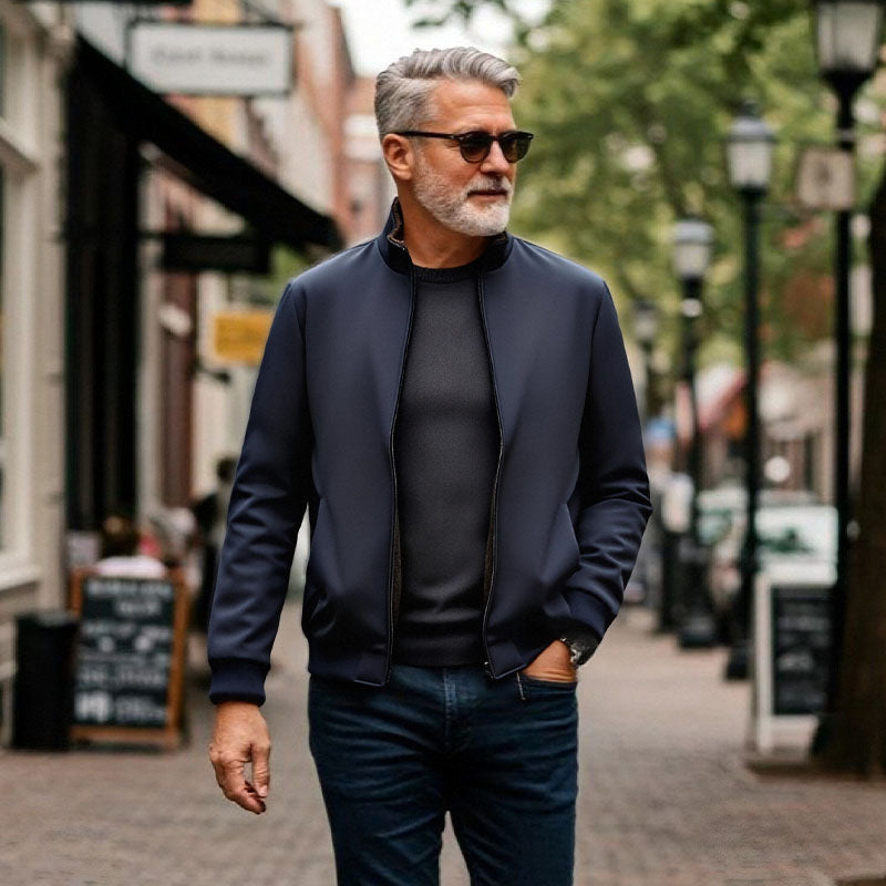 Effen kleurige, warme herenjas met rits – 💪Kreukvrij, wind-, regen- en sneeuwbestendig!