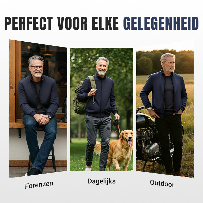 Effen kleurige, warme herenjas met rits – 💪Kreukvrij, wind-, regen- en sneeuwbestendig!