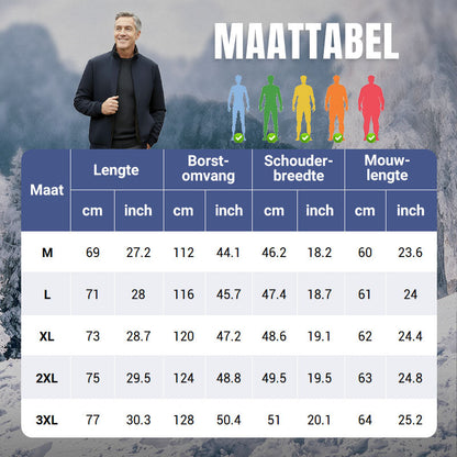 Effen kleurige, warme herenjas met rits – 💪Kreukvrij, wind-, regen- en sneeuwbestendig!