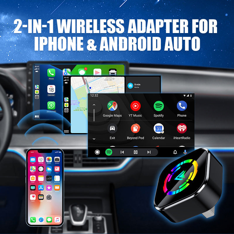2-in-1 draadloze adapter voor iPhone en Android Auto