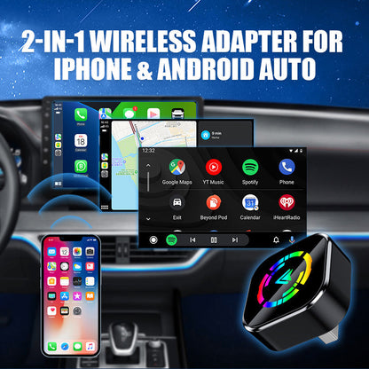 2-in-1 draadloze adapter voor iPhone en Android Auto